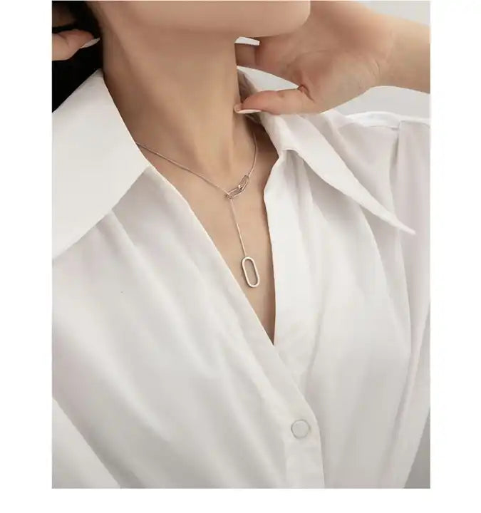 Mayzie Oval Tassel Necklace